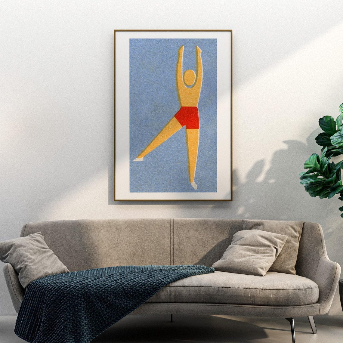 Dancing Man Gymnast Yellow Figure Vintage Matchbox Art Poster - Image 3