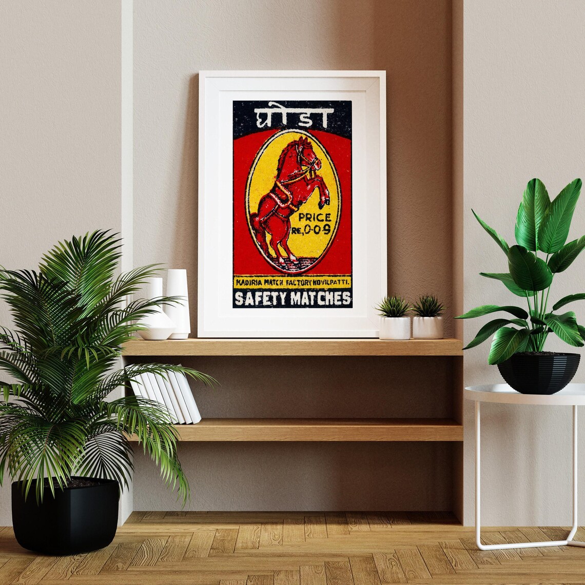 Ghoda Red Horse Indian Safety Matches Vintage Matchbox Label Poster - Image 2