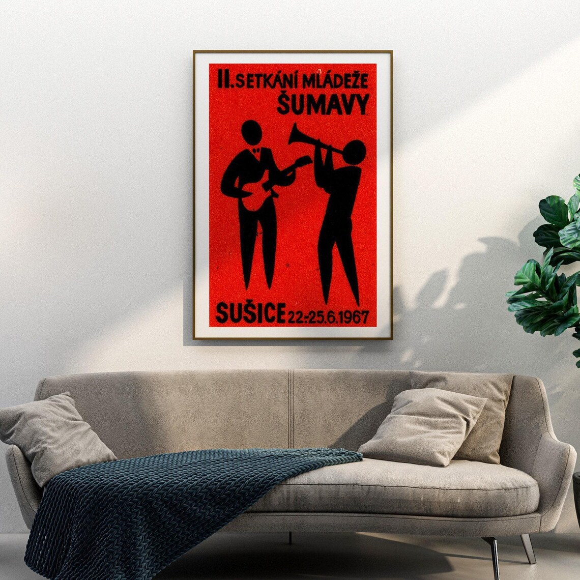 Sumavy Youth Meeting Susice 1967 Czech Musicians Silhouette Poster - Image 3