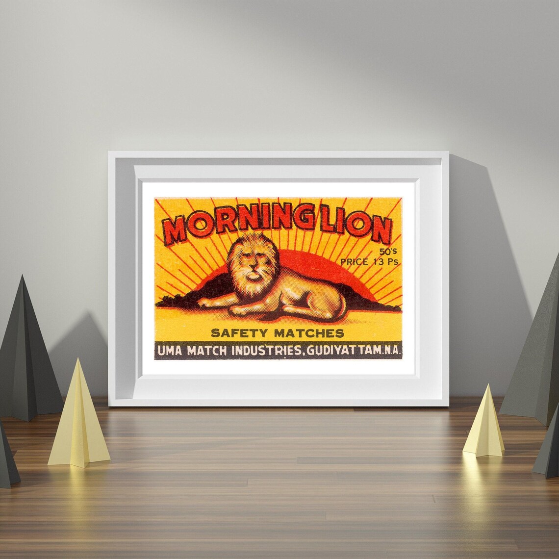 Morning Lion Indian Safety Matches Sunrise Lion Uma Match Art Poster - Image 4