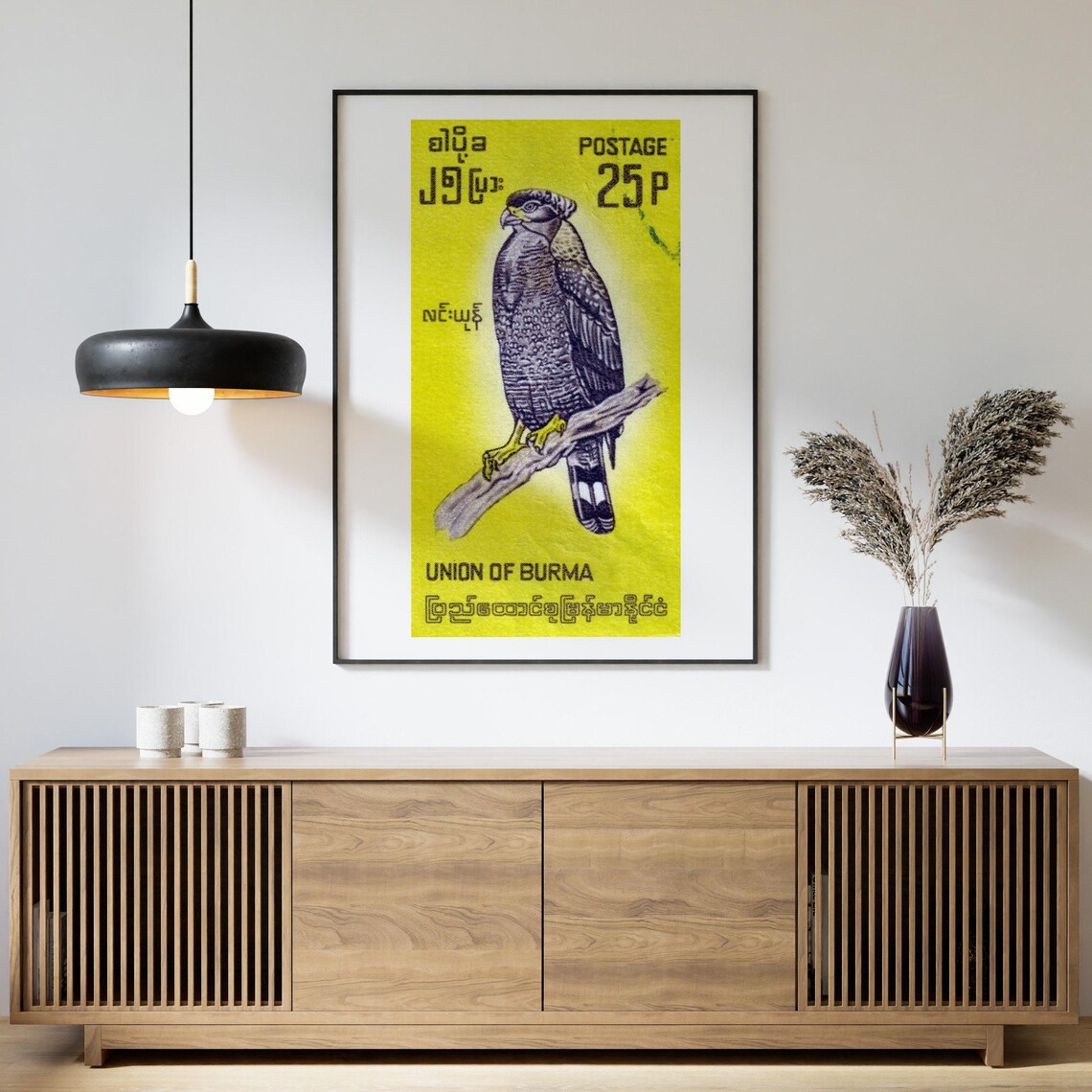 Union of Burma 25P Eagle Bird of Prey Vintage Stamp Art Poster - Image 4
