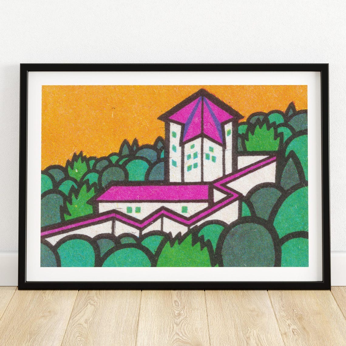 Purple Palace Forest Hill Pop Art Vintage Matchbox Style Poster