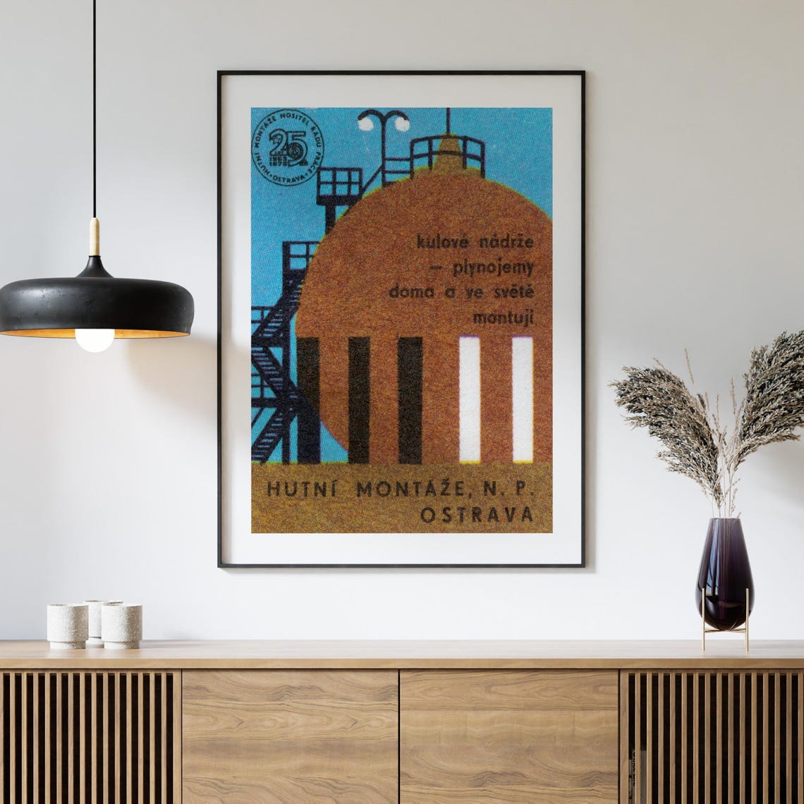 Hutni Montaze Ostrava Spherical Gas Holder Industrial Blue Poster - Image 4