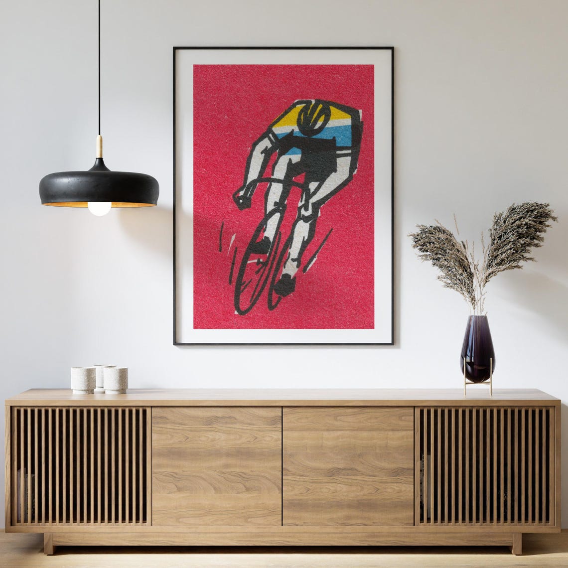 Cyclist Racing Red Vintage Matchbox Art Poster Front View Speed - Image 4