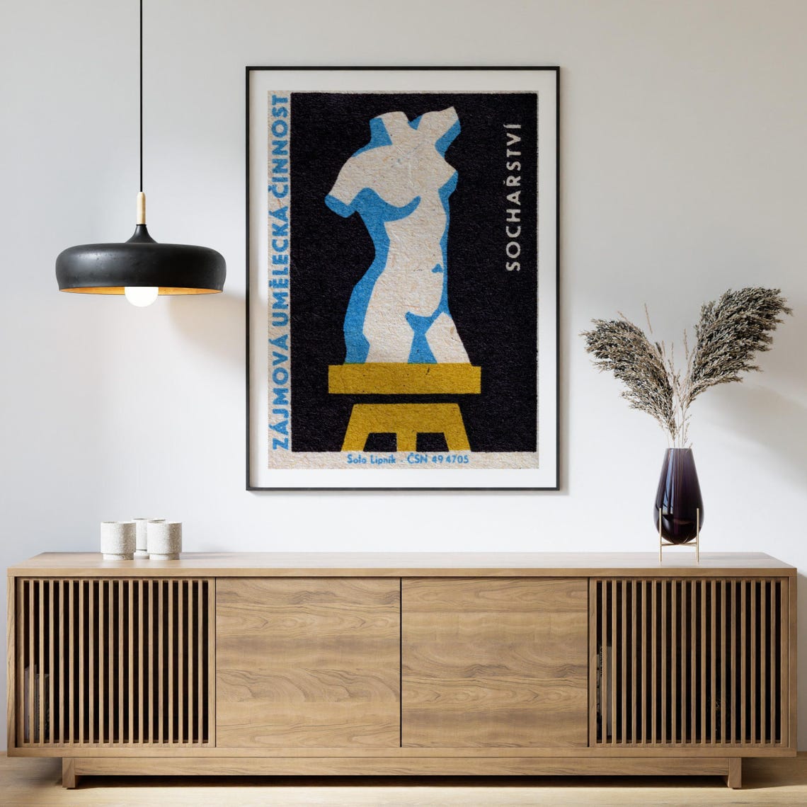 Sochařství Classical Sculpture Torso Solo Lipník Vintage Label Poster - Image 4