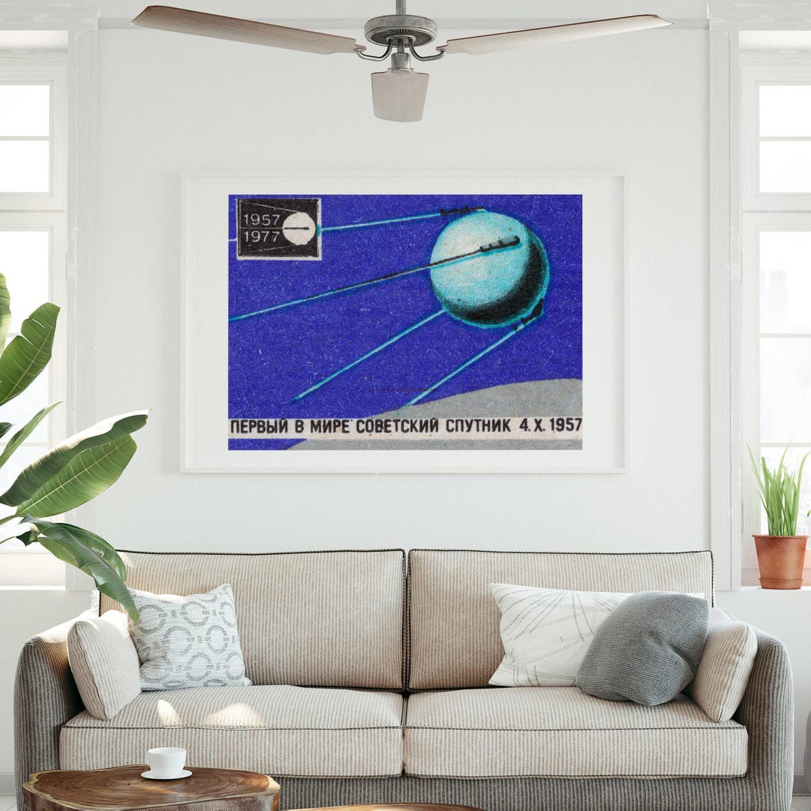 Soviet Sputnik 1957 First Satellite Russian Matchbox Label Poster - Image 3