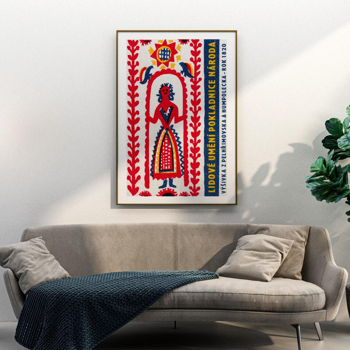Czech Folk Embroidery Figure Vintage Matchbox Label Art Poster - Image 3
