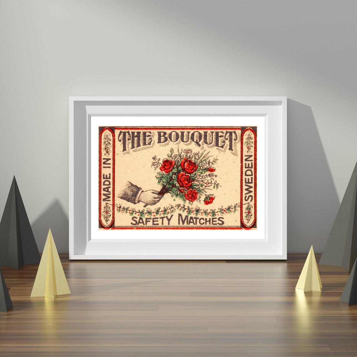 The Bouquet Safety Matches Vintage Swedish Rose Matchbox Label Poster - Image 4