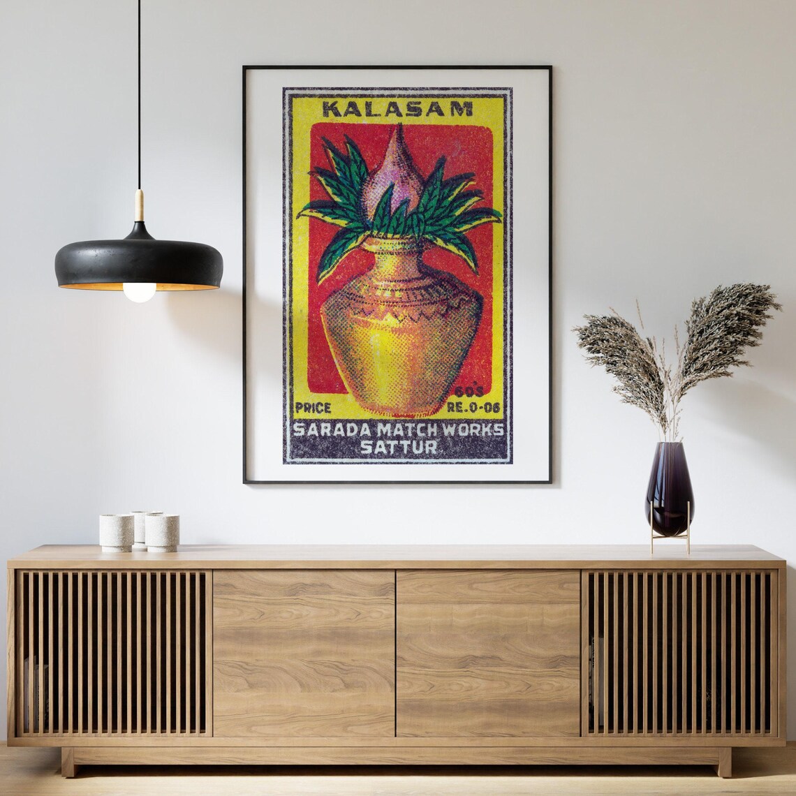Kalasam Sacred Pot Matchbox Label Indian Hindu Devotional Art Poster - Image 4
