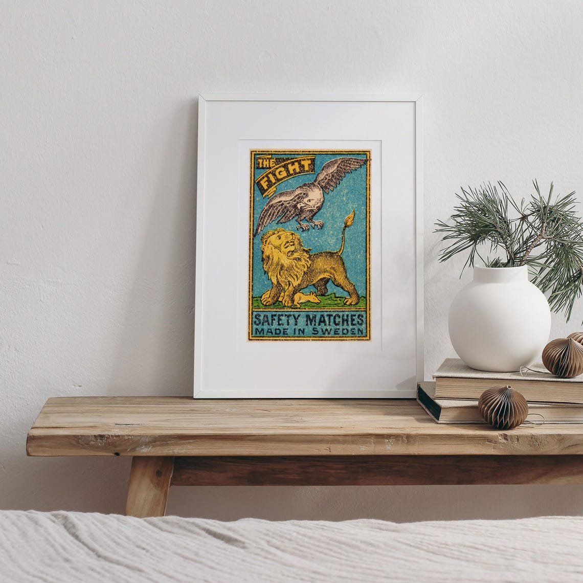 The Fight Eagle Versus Lion Swedish Safety Matches Vintage Poster - Image 3