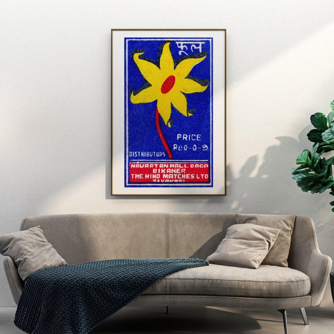 Yellow Blossom Vintage Indian Safety Matches Label Art Poster - Image 3