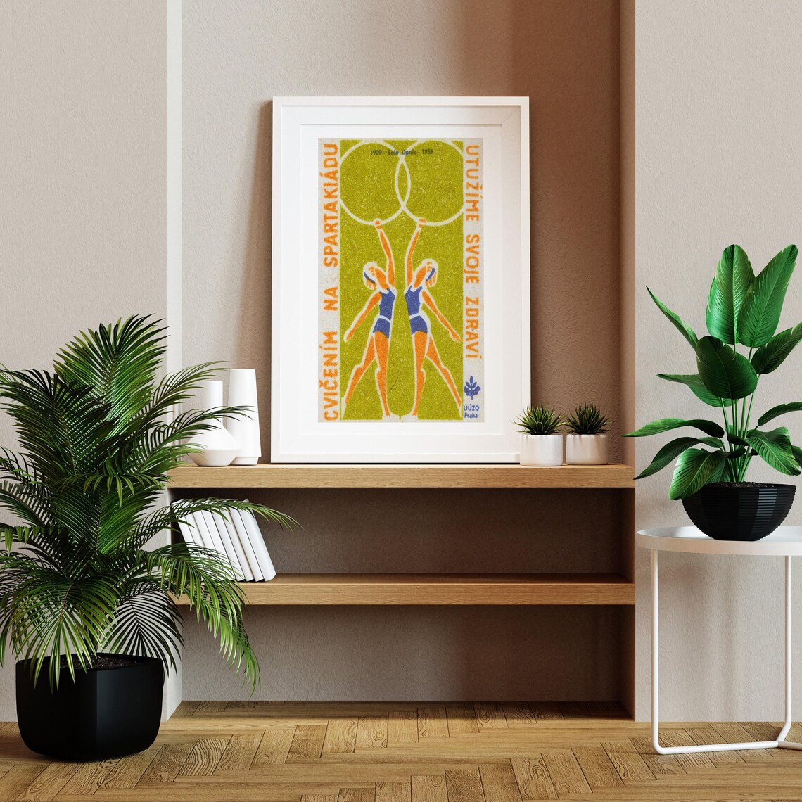 Spartakiad Twin Gymnasts Rings Salute Vintage Czech Sports Poster - Image 2