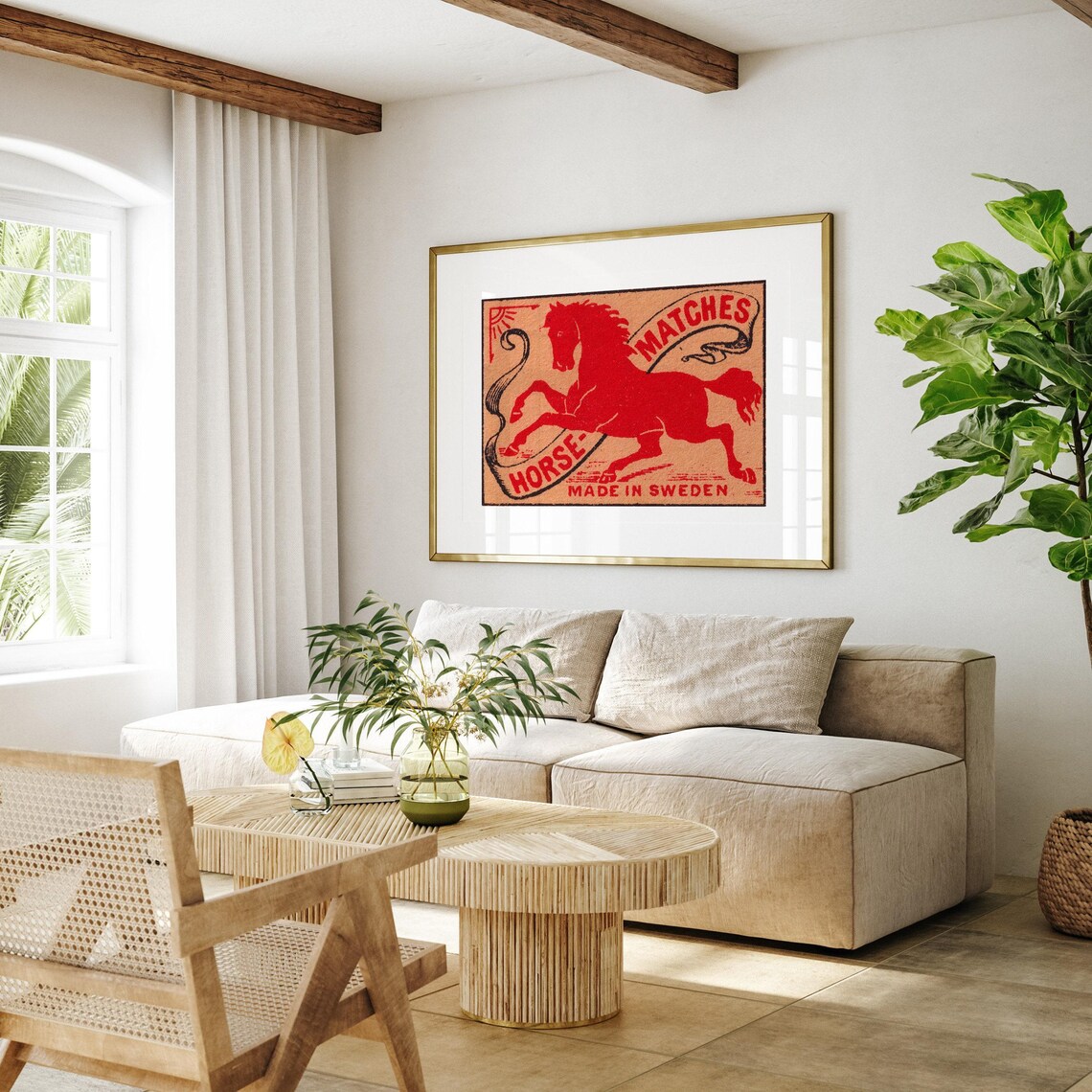 Red Horse Matchbox Vintage Sweden Art Print - Image 4