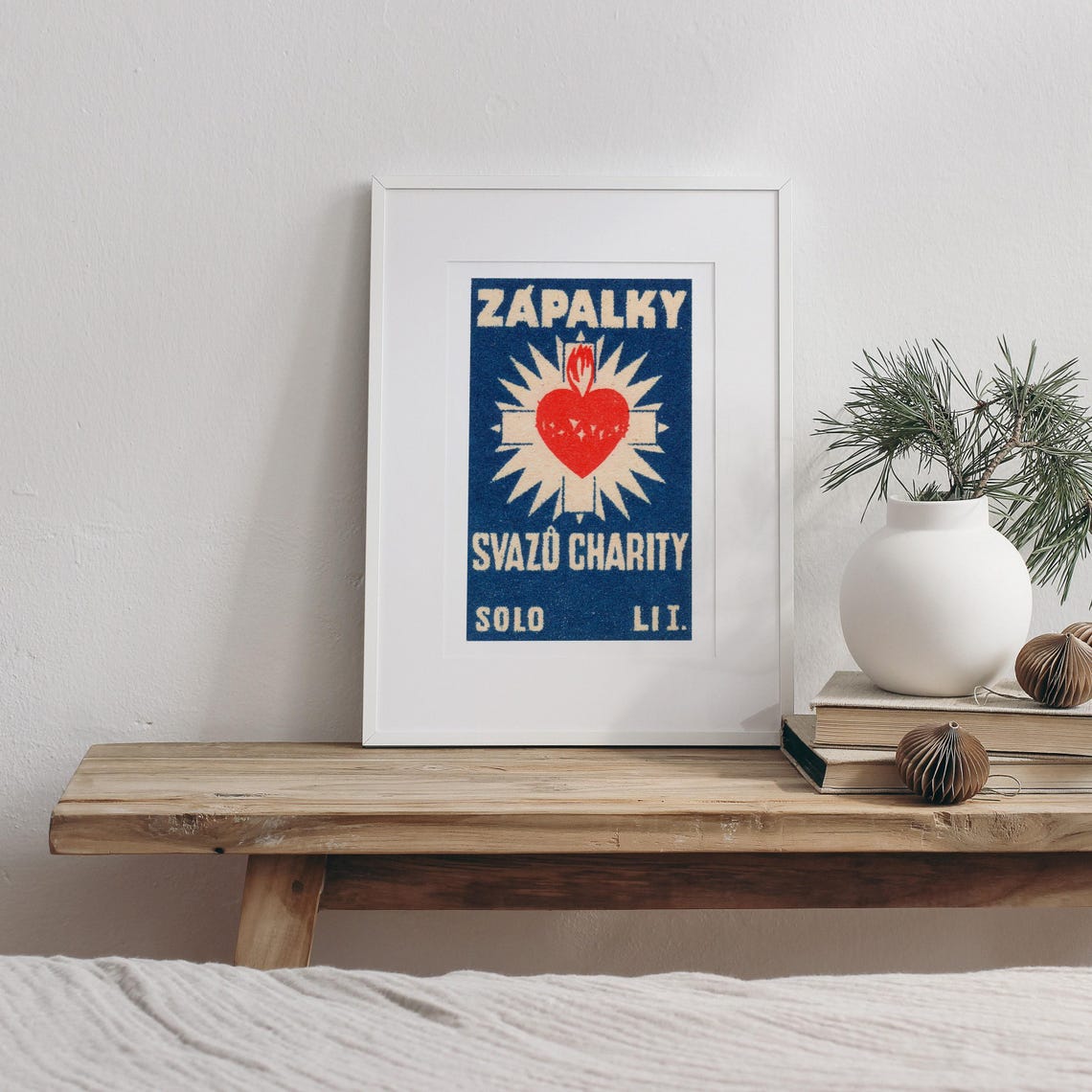 Sacred Heart Cross Vintage Czech Charity Matchbox Label Poster - Image 3