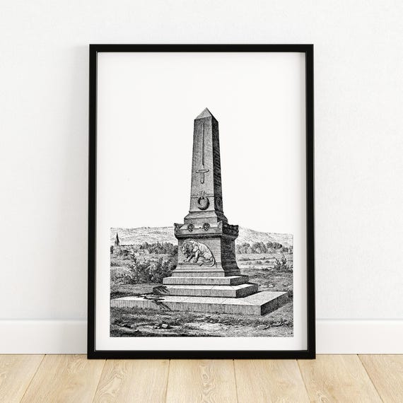 Monument To Frenchmen Who Fell At Nuis In 1870 Architectural Illustration Historical Wall Art Unique Home Decor