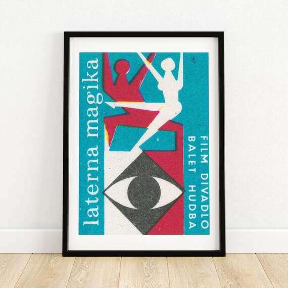 Laterna Magika Film Theater Ballet Music Eye Czech Matchbox Label Art Poster
