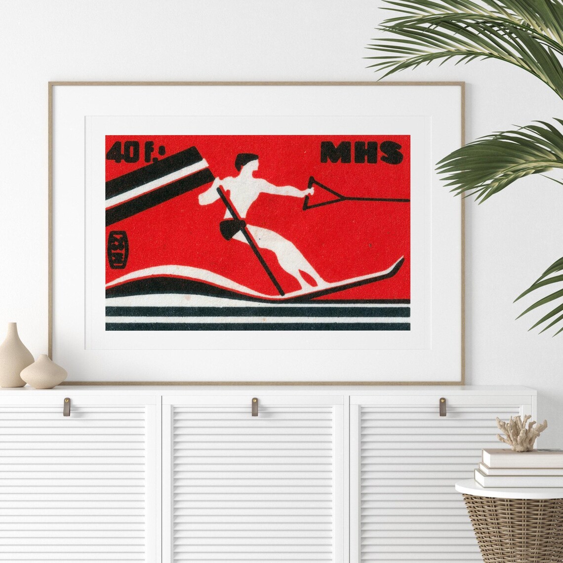 MHS Water Ski 40F Red Black Vintage Matchbox Water Sports Poster - Image 2
