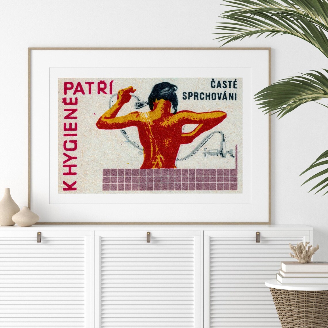 Woman Showering Vintage Czech Matchbox Poster Print - Image 2