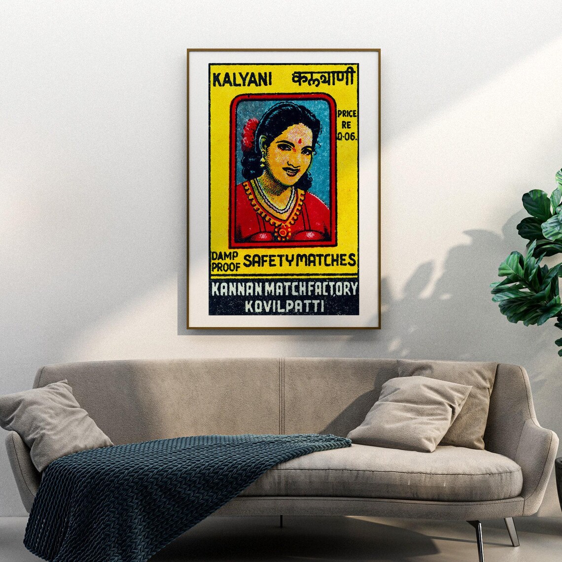 Kalyani Indian Safety Matches Vintage Woman Portrait Matchbox Poster - Image 3