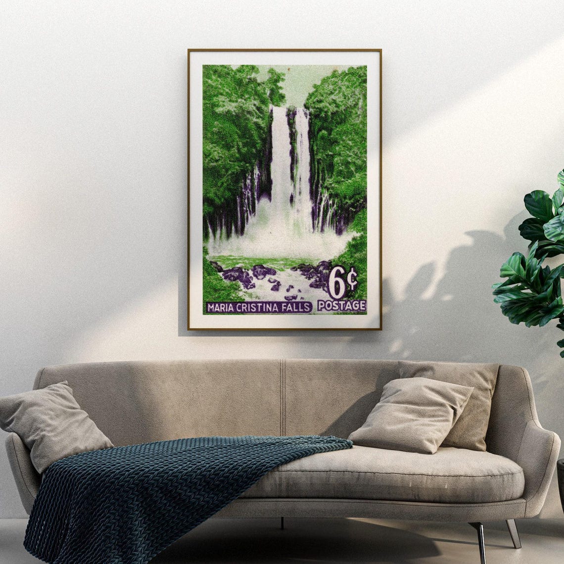 Maria Cristina Falls 6 Cent Philippine Postage Stamp Waterfall Poster - Image 3
