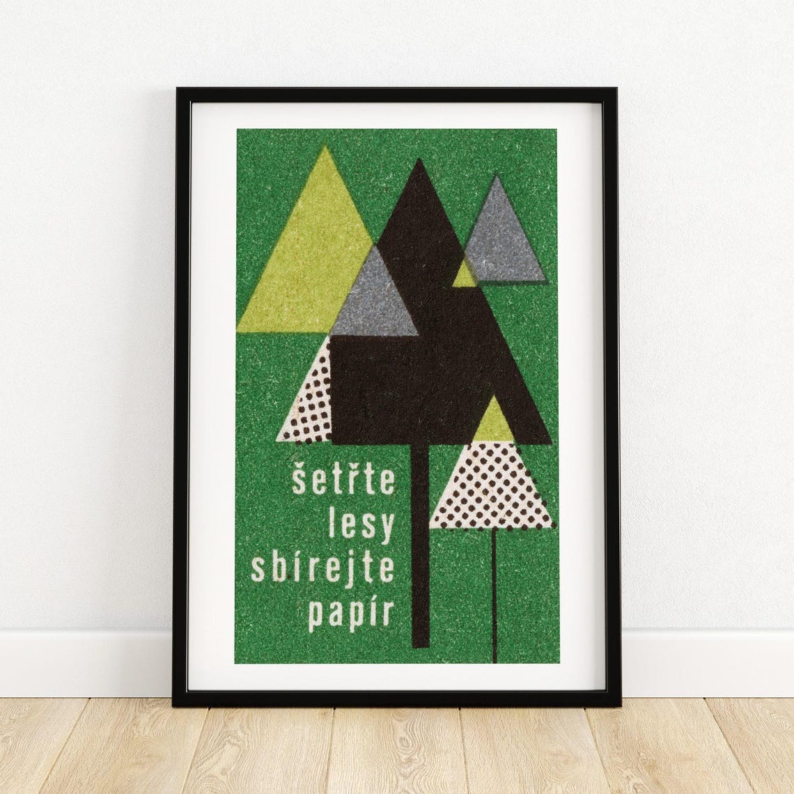 Save Forests Collect Paper Geometric Trees Czech Matchbox Poster