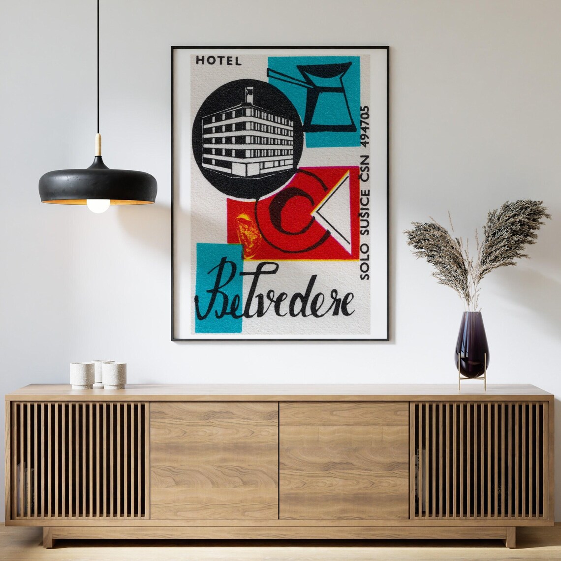 Hotel Belvedere Modernist Solo Sušice Vintage Czech Label Poster - Image 4