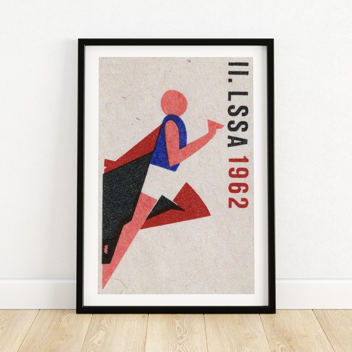 II LSSA 1962 Running Athlete Bold Geometric Vintage Sports Poster
