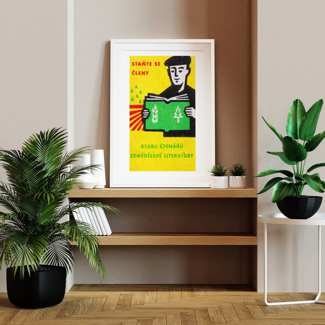 Man Reading Book Matchbox Print, Vintage Czech Art - Image 2