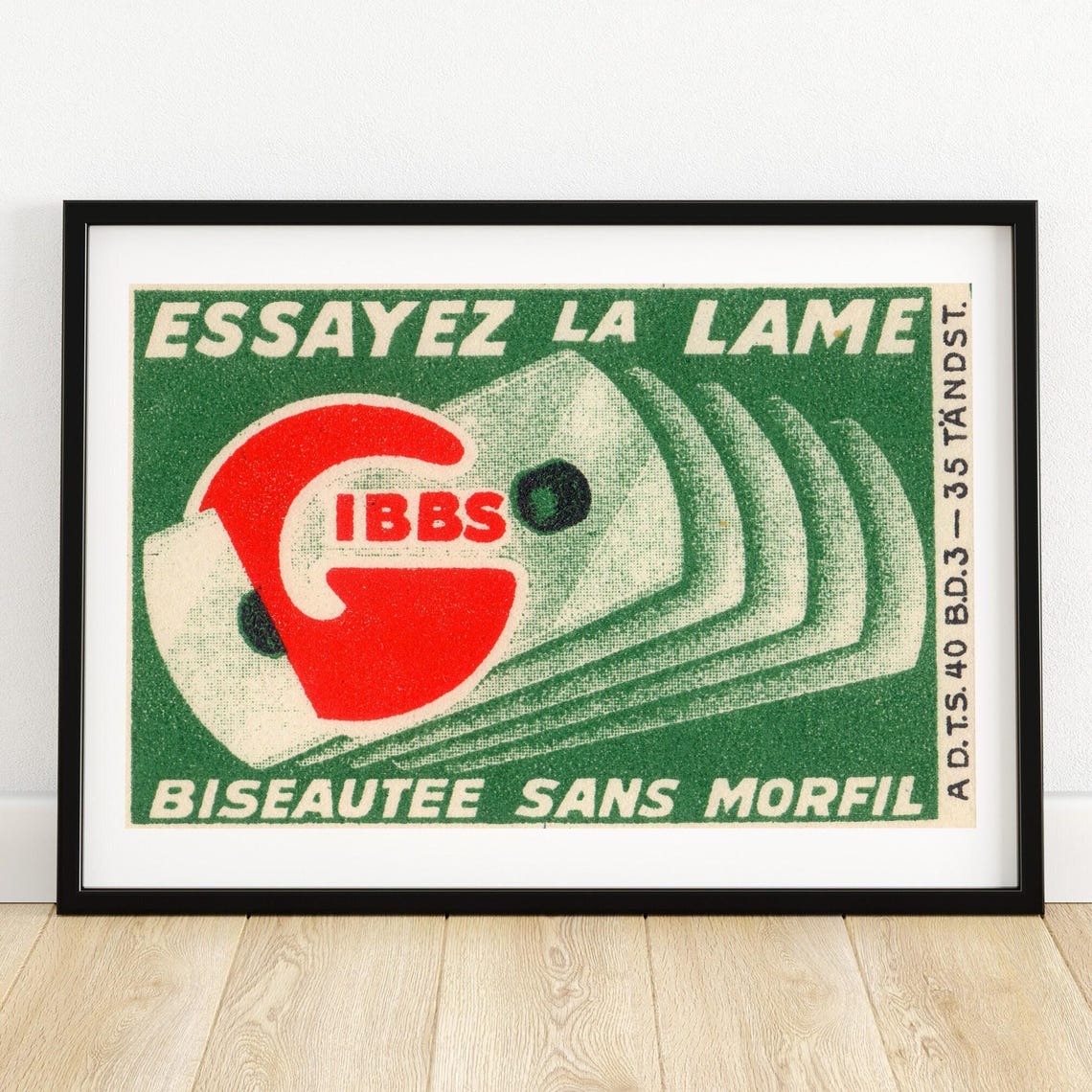 Gibbs Razor Blade Try the Blade French Vintage Ad Label Poster