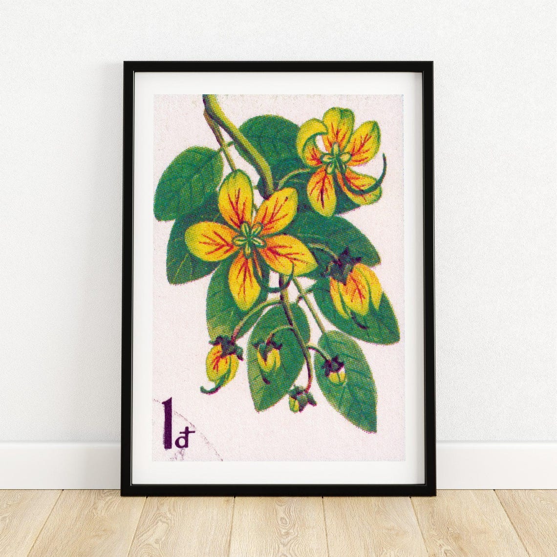 Vietnamese Postage Stamp Yellow Flower Botanical Art 1D Stamp Poster