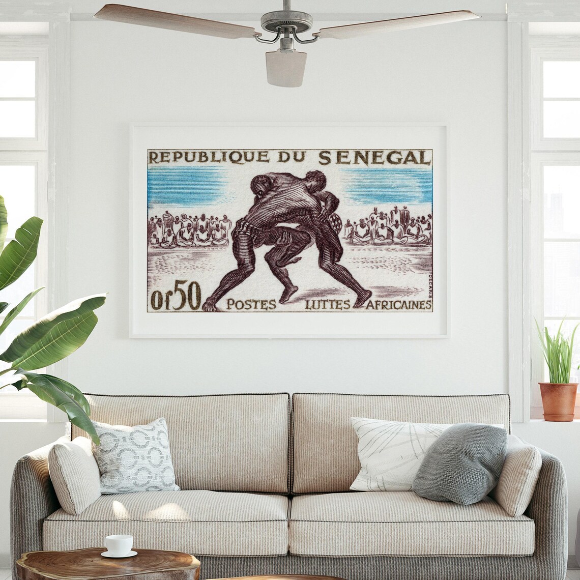 Senegalese Wrestling Vintage African Art Print - Image 3