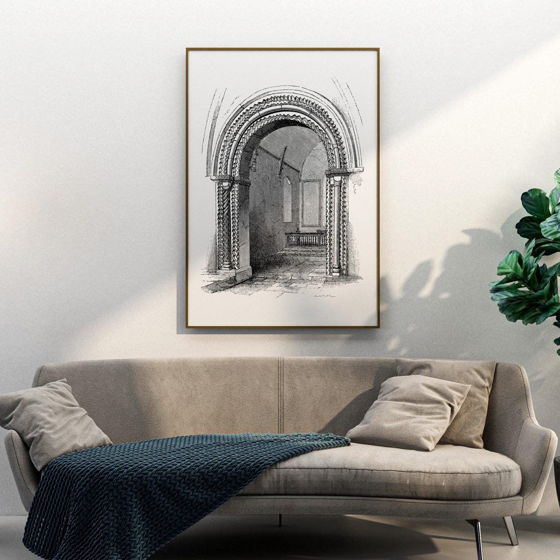 Norman Chancel Arch Oxfordshire Chevron Ornament Engraving Poster - Image 3