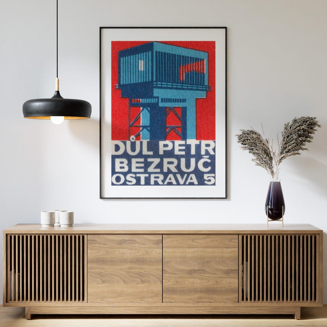 Dul Petr Bezruc Coal Mine Vintage Czech Matchbox Label Poster - Image 4