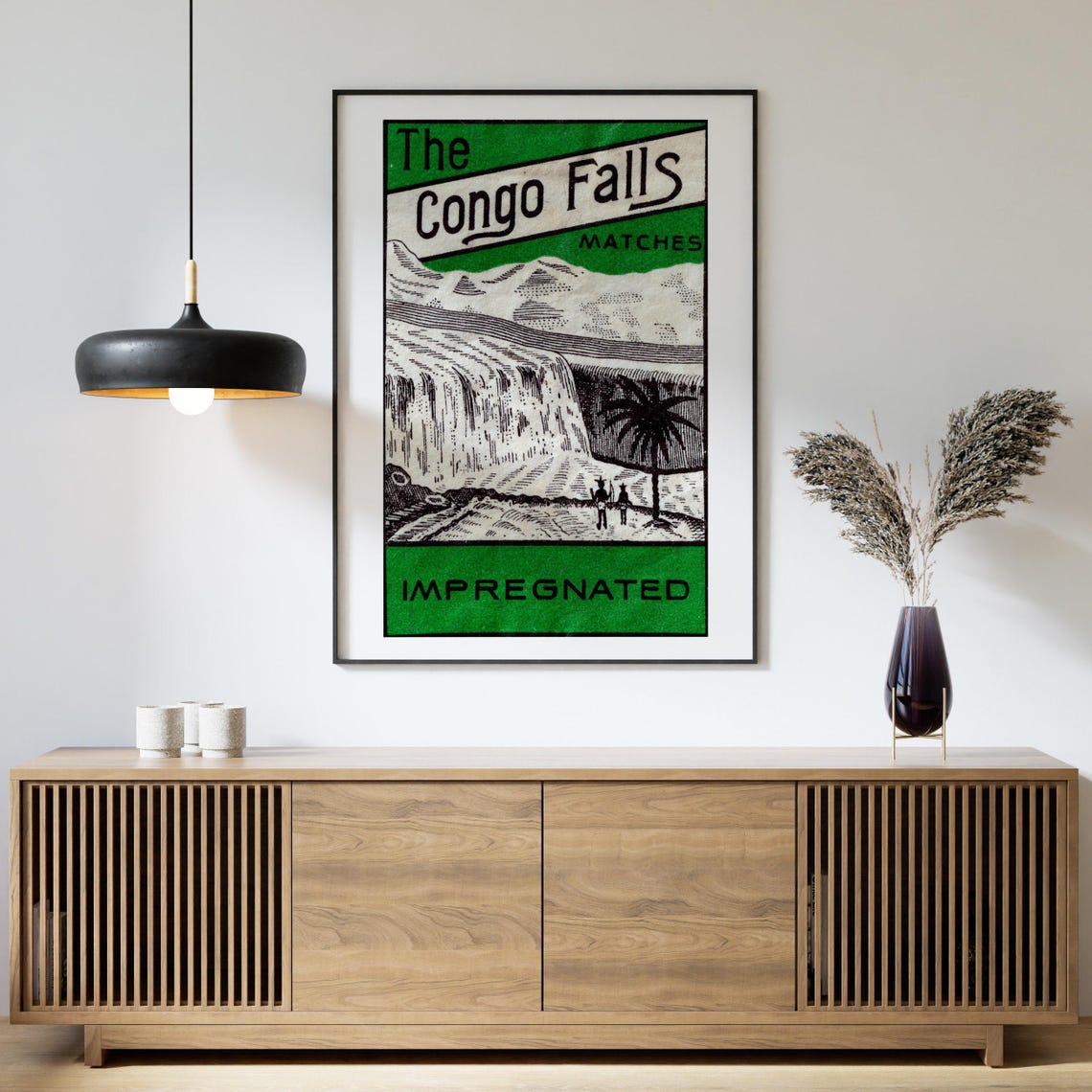 The Congo Falls Matches Vintage Waterfall Engraving Label Poster - Image 4