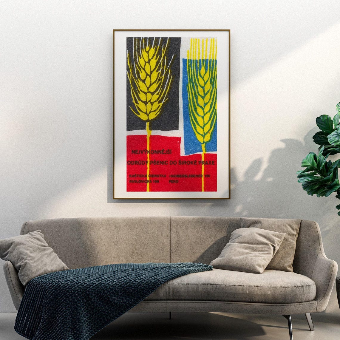 Czech Wheat Ears Golden Wheat Agriculture Red Matchbox Label Poster - Image 3