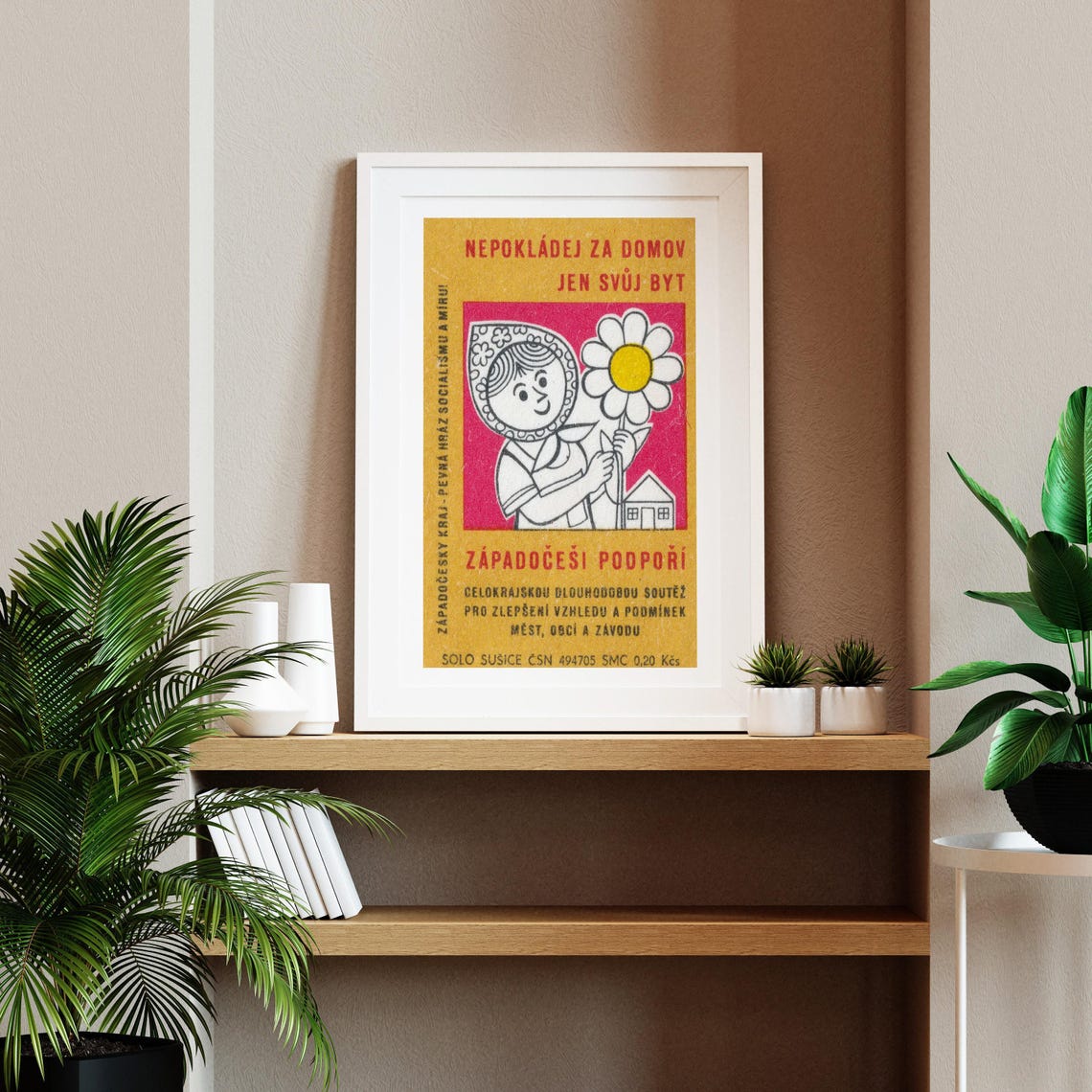 Zapadocesi Czech Daisy Folk Woman Vintage Competition Label Print - Image 2