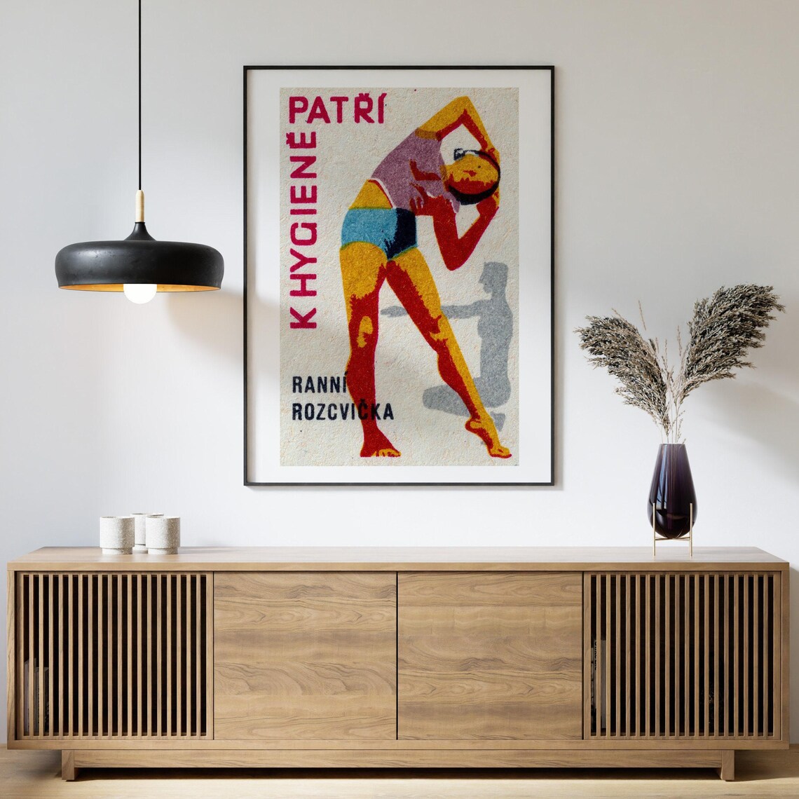 Woman Stretching Matchbox Vintage Czech Art Print - Image 4