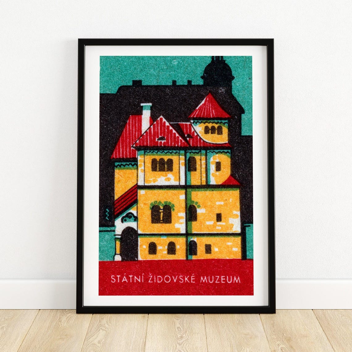 Statni Zidovske Muzeum Prague Building Matchbox Label Poster