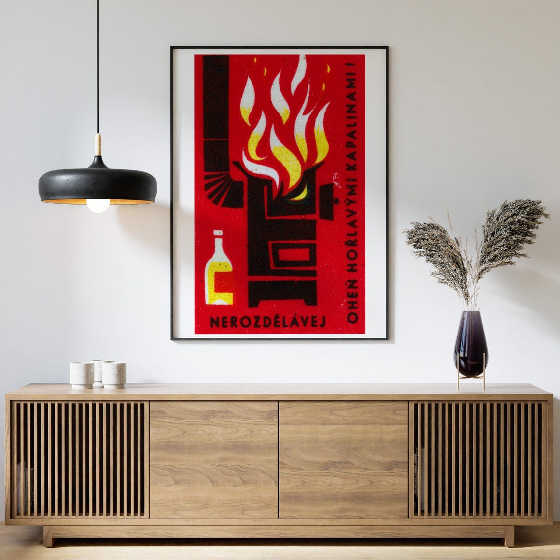 Nerozdelavej Ohen Horlavymi Kapalinami Fire Warning Vintage Poster - Image 4