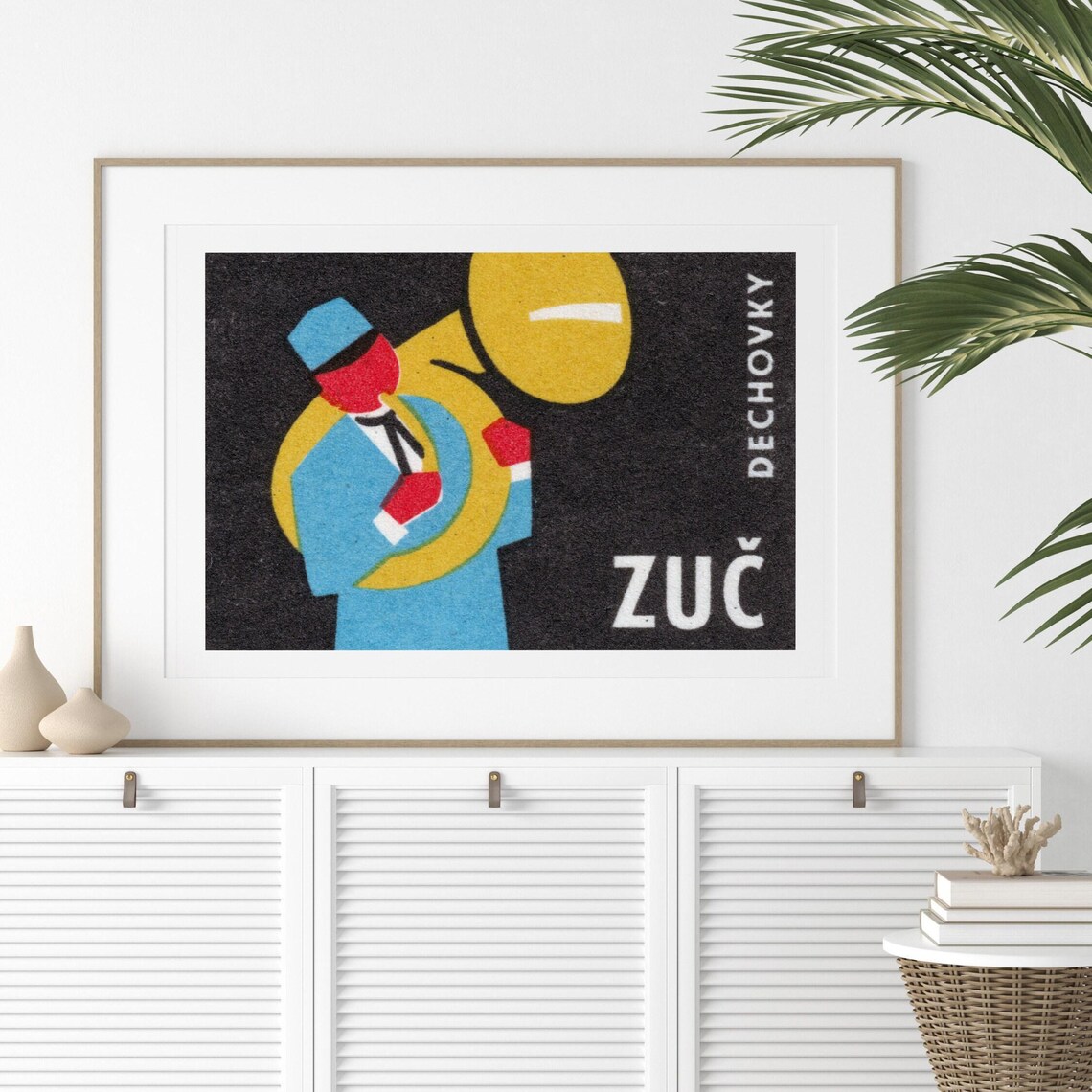 ZUC Czech Brass Band Tuba Player Vintage Music Label Art Print - Image 2