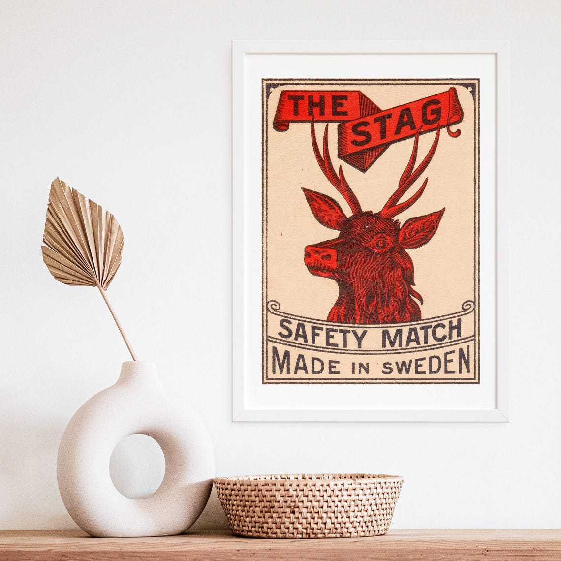 The Stag Red Swedish Safety Match Vintage Label Art Poster Deer - Image 4