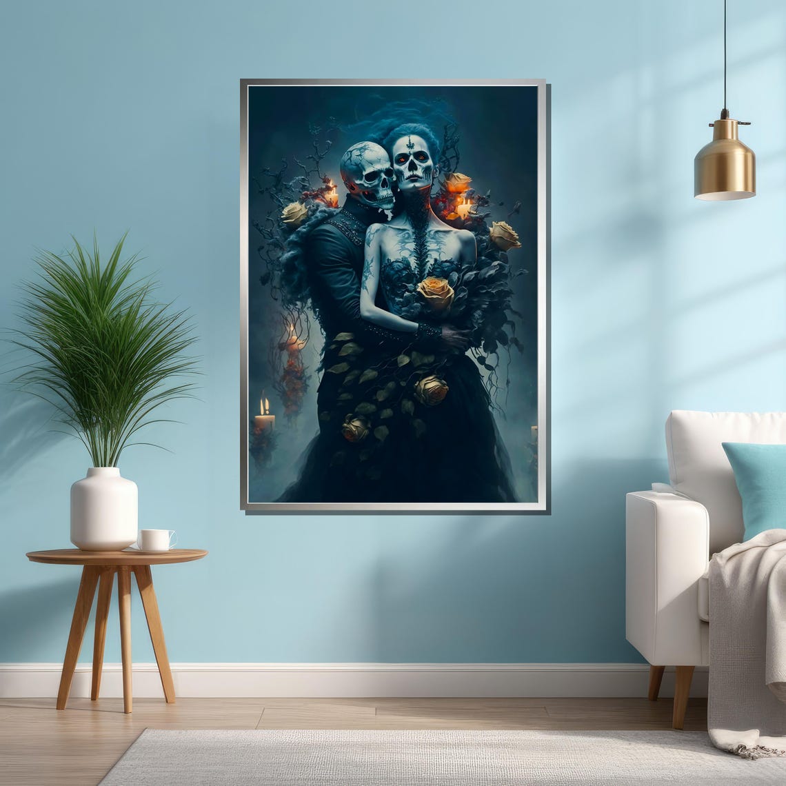 Gothic Skeleton Couple Art Dark Romantic Art Print Dark Fantasy Wall Decor - Image 4