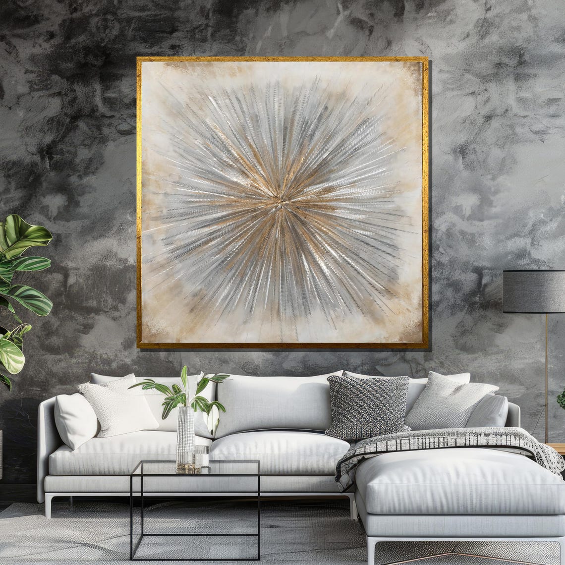 Radiant Silver And Gold Sunburst Abstract Modern Decor Poster - Image 6