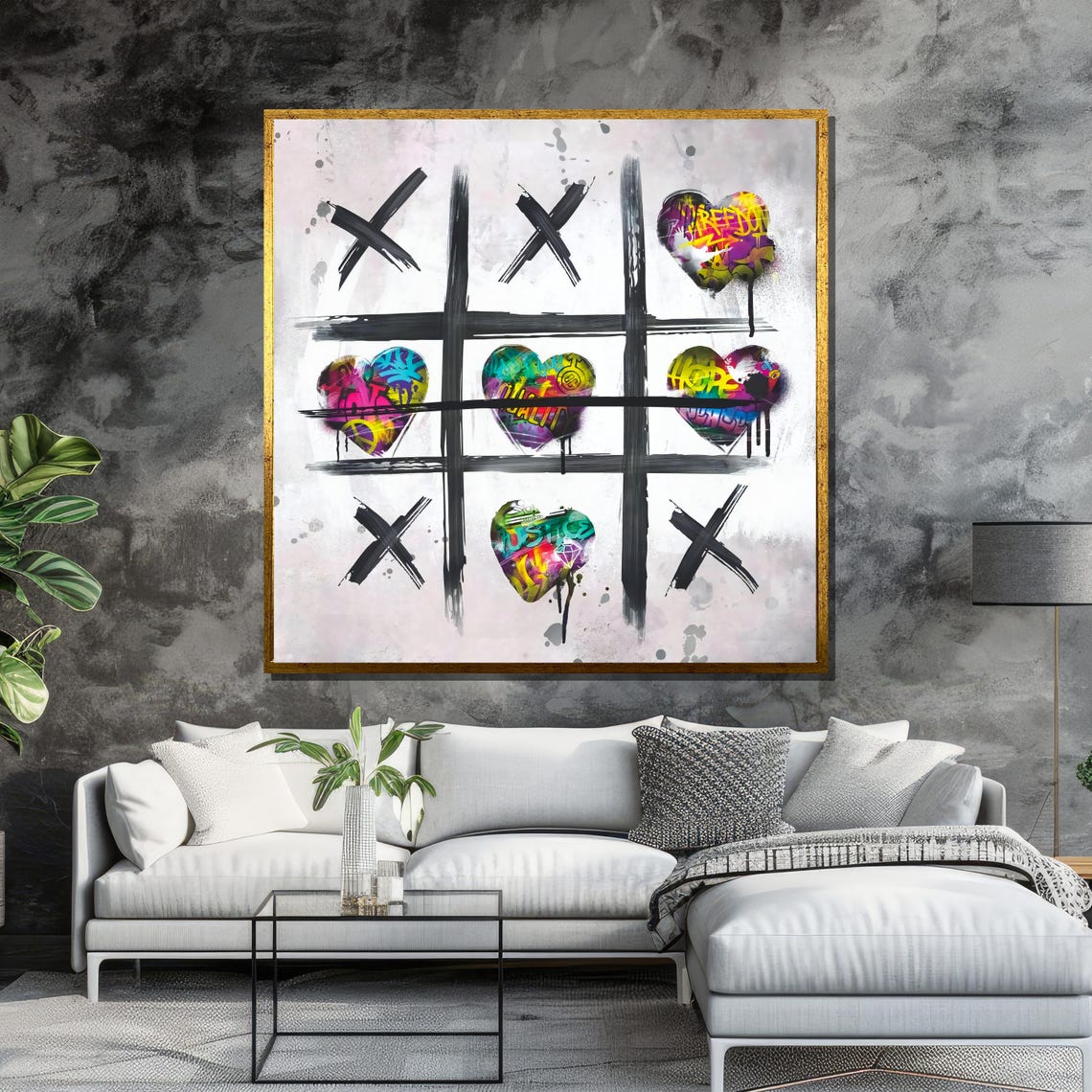 Graffiti Tic Tac Toe Hearts Bold Urban Street Art Game Poster - Image 6