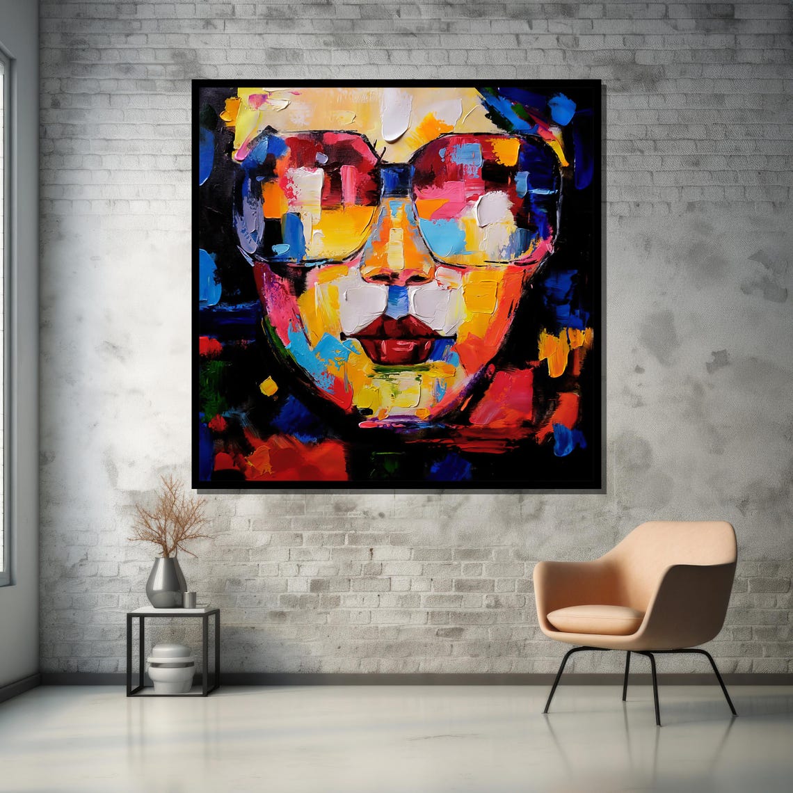 Colorful Pop Art Face With Oversized Sunglasses Modern Style Poster - Image 5