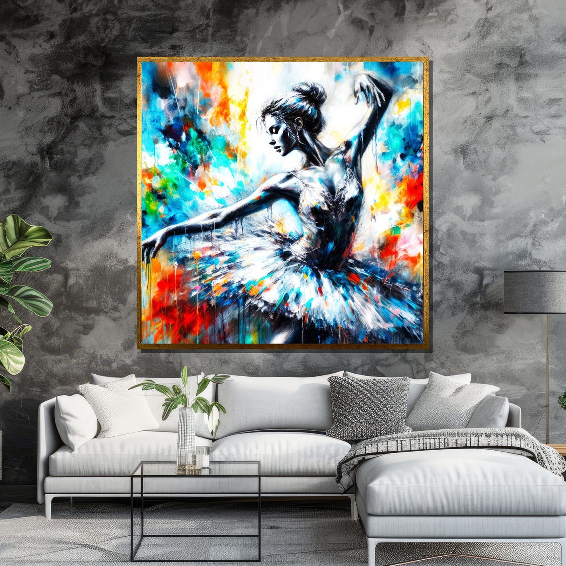 Splashy Colorful Abstract Ballerina Portrait Poster for Dance Studio - Image 6