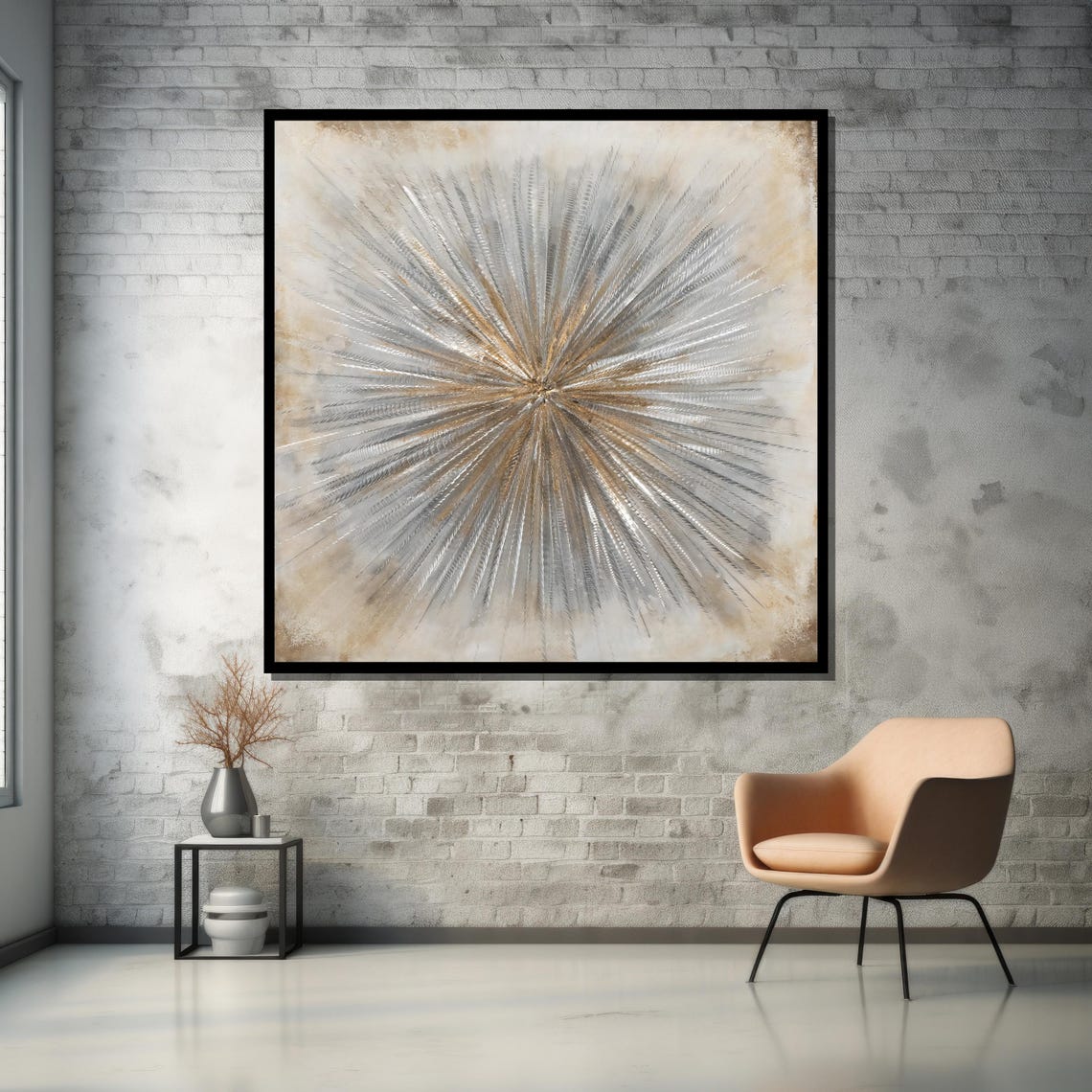 Radiant Silver And Gold Sunburst Abstract Modern Decor Poster - Image 5
