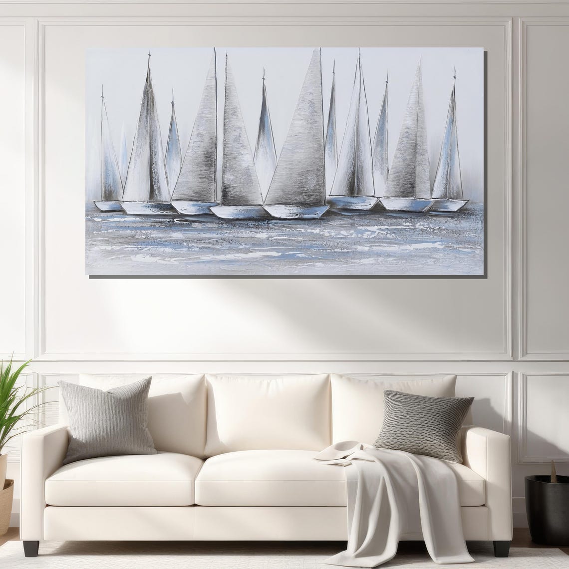 Classic Sailing Boat Art Nautical Wall Decor Vintage Sailboats On Ocean Coastal Living Room Accent - Image 2