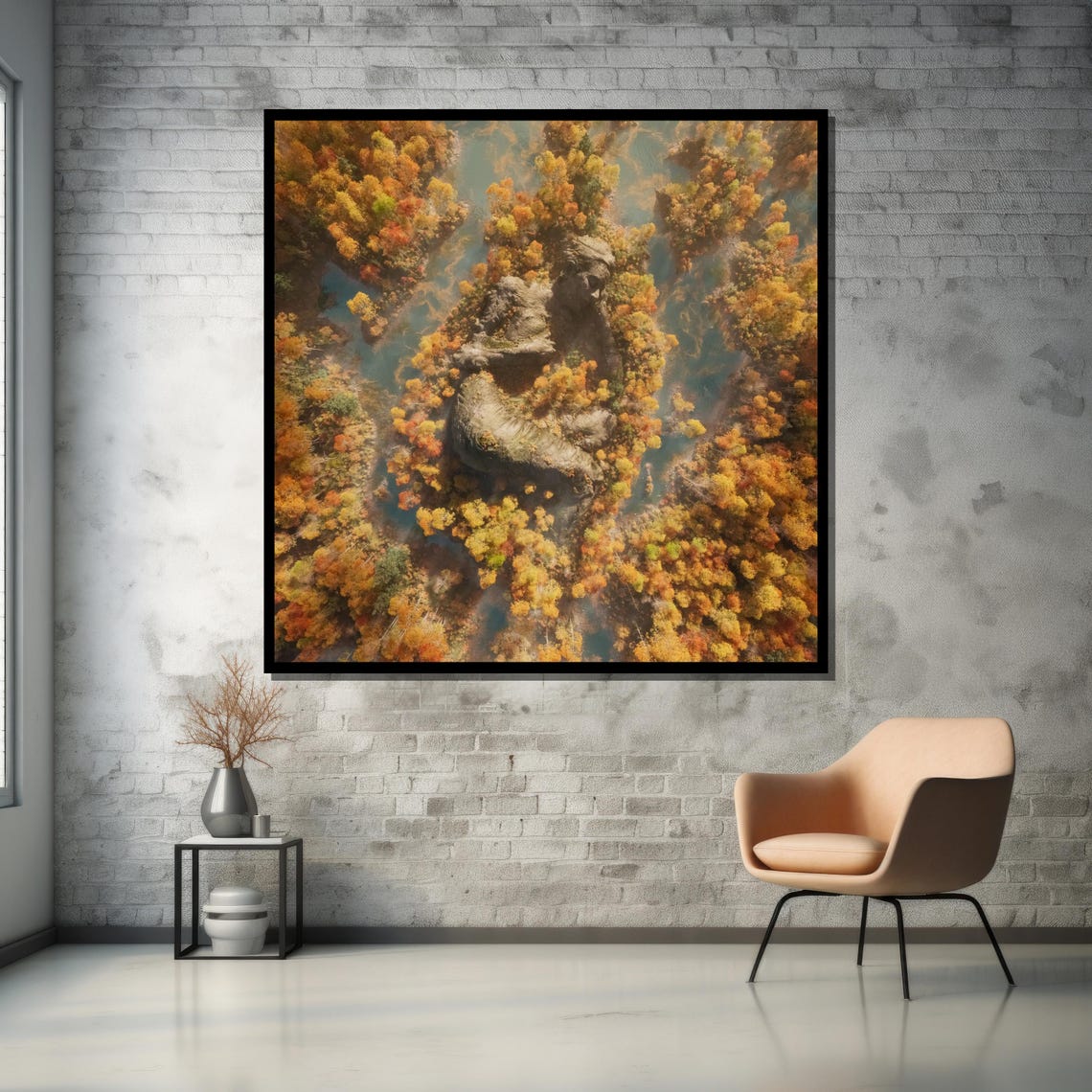 Aerial Autumn Forest With Hidden Woman's Face Double Exposure Poster - Image 5