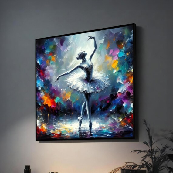 Colorful Abstract Ballerina in Motion Dance Poster for Girls Room